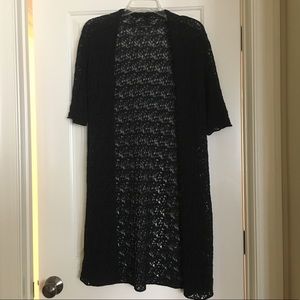 Eileen Fisher long lace shawl shortsleeve cardigan